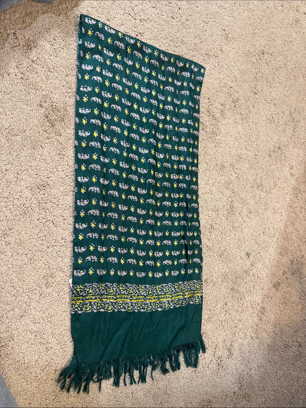 Teal Floral Fringe Scarf